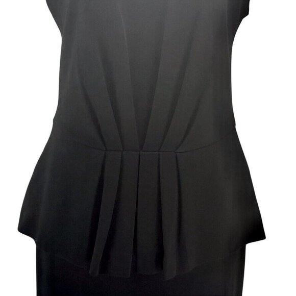 TAYLOR Dress Women's Size10 Sheath Black Stretch Ponte Peplum Pencil Midi - Picture 6 of 13
